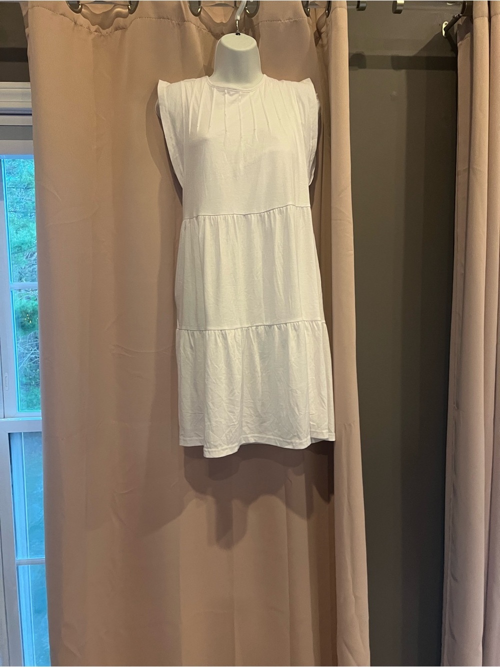 Anrabess Women’s Summer Sundress White Tiered Mini Dress Size M Nwt — image 6 of 6